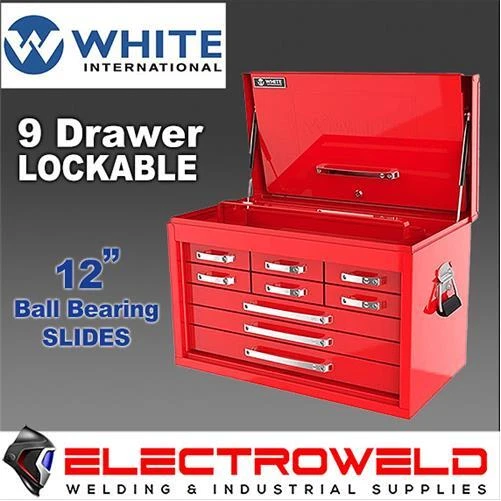 WHITE INTERNATIONAL Toolbox 9 Draw Cabinet Lockable Tool Chest Box Storage