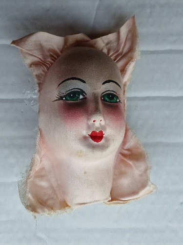 French Paris Boudoir Doll Mask Head Hand Painted Doll Face with Label 1920s #332 - Picture 4 of 11