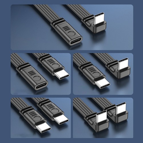 USB Type C to C 90 Degree Right Angle Fast Data Sync Charger Charging Cable Lead - Photo 3 sur 17