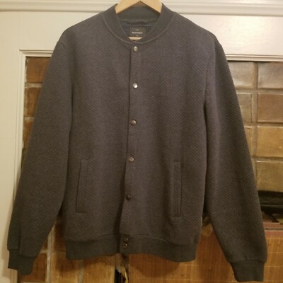 Peter Werth Gray Bomber Jacket With Two Pockets & Polka Dot accent Size Large