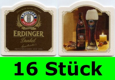 16 Stück Bierdeckel Erdinger Weissbier Dunkel Erding Party Bar Theke Tresen