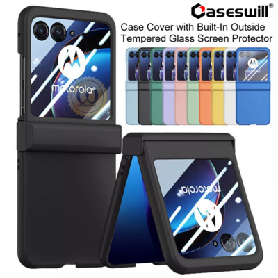 For Motorola Razr Plus 2025 2024 2023 Full Body Hard Case Cover+Outer Glass  Film