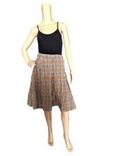 Vintage Heavy Wool Pleated Plaid Knee Length Schoolgirl Skirt Dark Academia