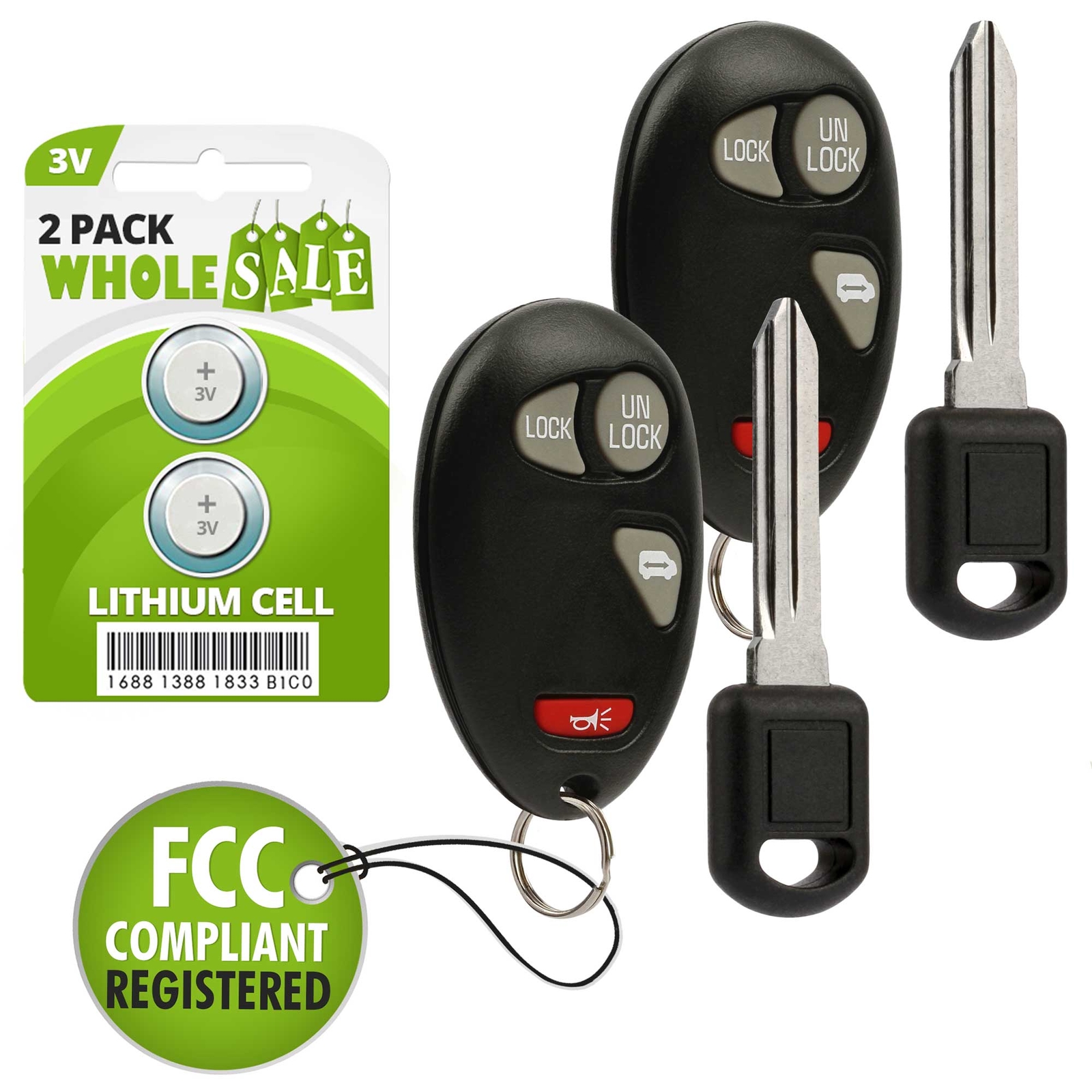 2 Replacement For 2001 2002 2003 2004 2005 Pontiac Montana Key + Fob Control