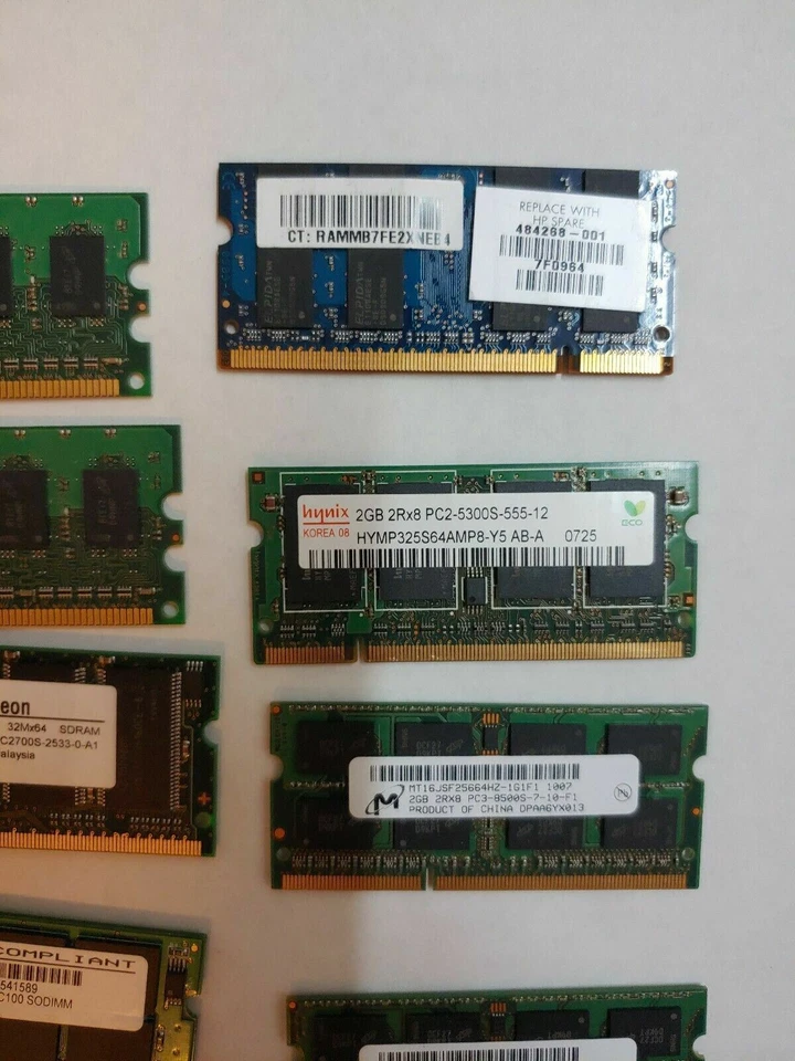 Mixed set of 14 memory ram,2GB 2Rx8 PC2-5300S-555-12,pc3-8500,pc 5300,5 are 2gb  - Image 2 of 4