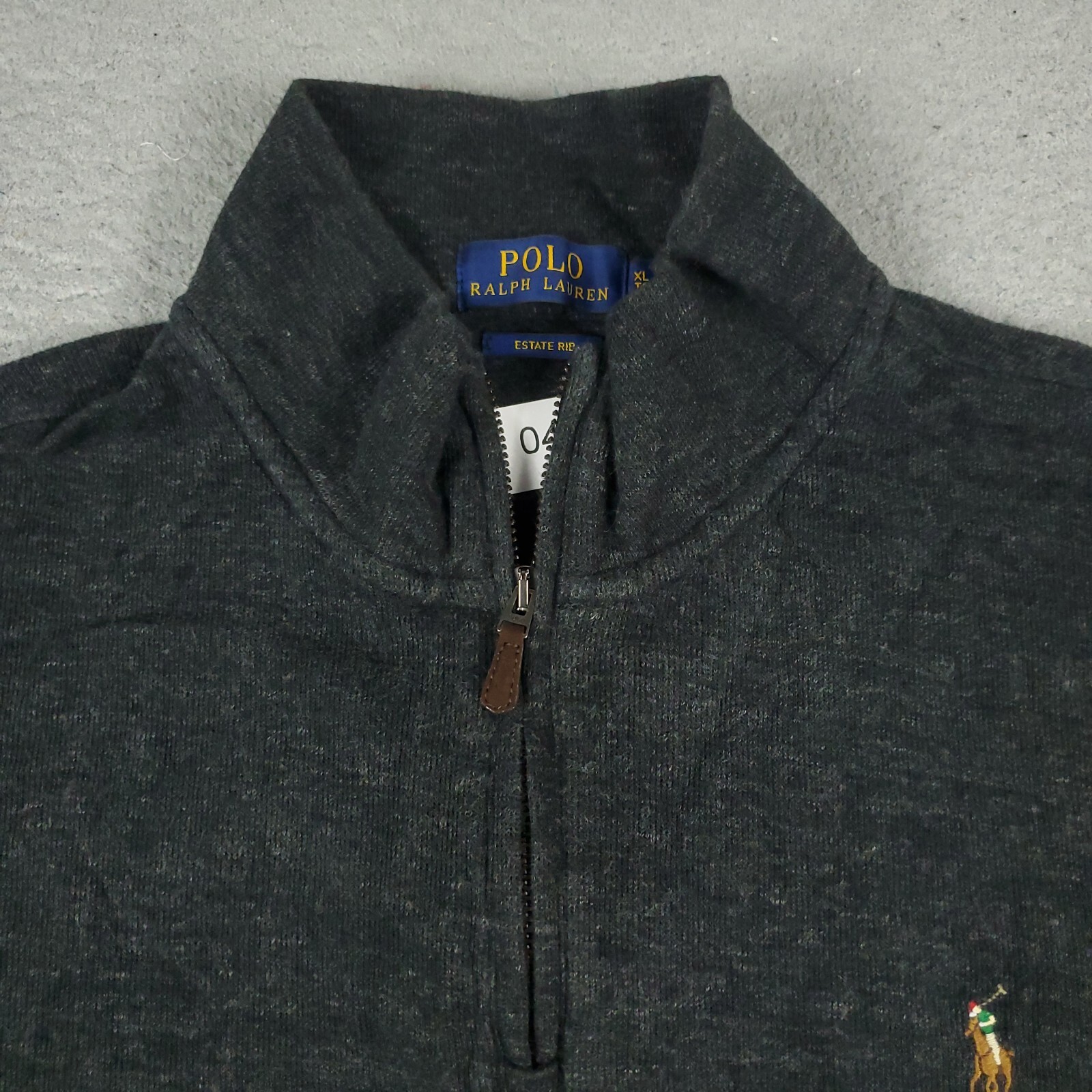 Maglione Ralph Lauren uomo XL grigio pony 1 4 zip pullover felpa