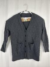 Gap Charcoal Chunky Cable Knit Open Front Long Sleeve Cozy Warm Cardigan Medium
