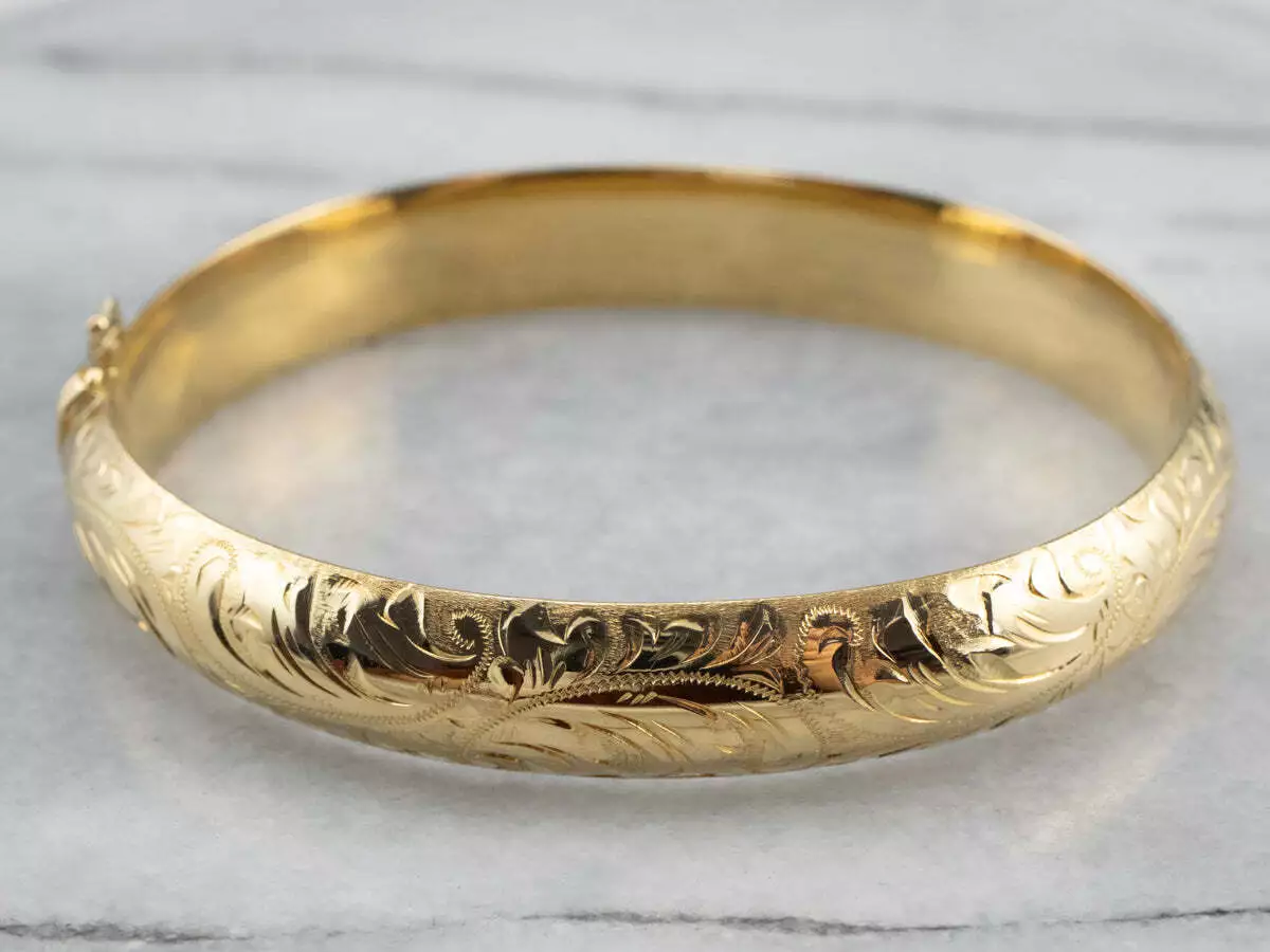 Engravable gold shop bangle