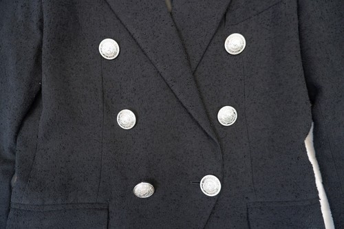 Balmain Girls Blazer Jacket Age 14 Yrs Linen Black Silver Buttons - Picture 4 of 13