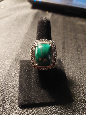 CID Vintage Sterling Silver Malachite Ring Signed