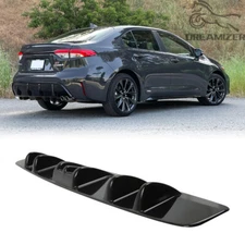 Black Rear Bumper Lip 7 Fins Diffuser Spoiler Splitter For Toyota Corolla Sedan