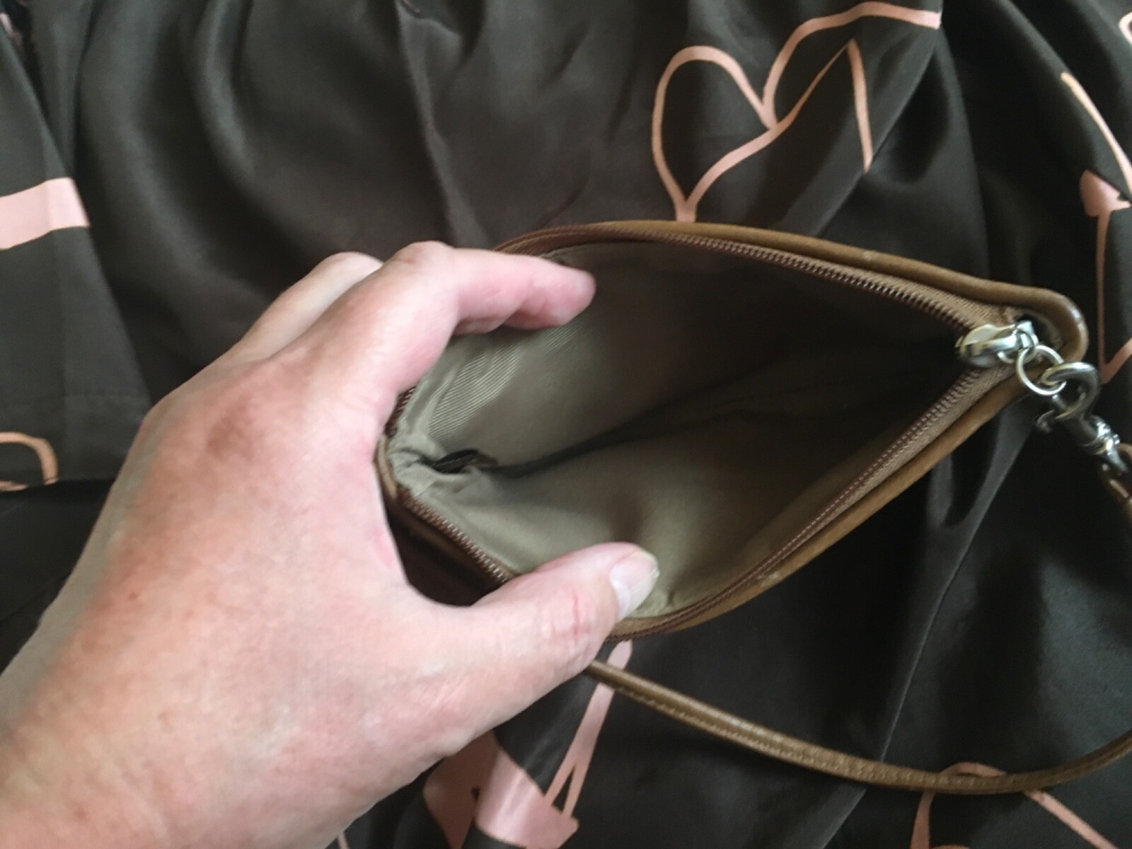 Coach Signature Monogram Brown Patchwork Wristlet - image 8