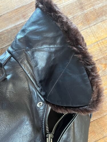 Vtg. Sears Leather Shop Brown Leather G-1 Bomber Flight Jacket 38 Talon Zip USA - Picture 8 of 15