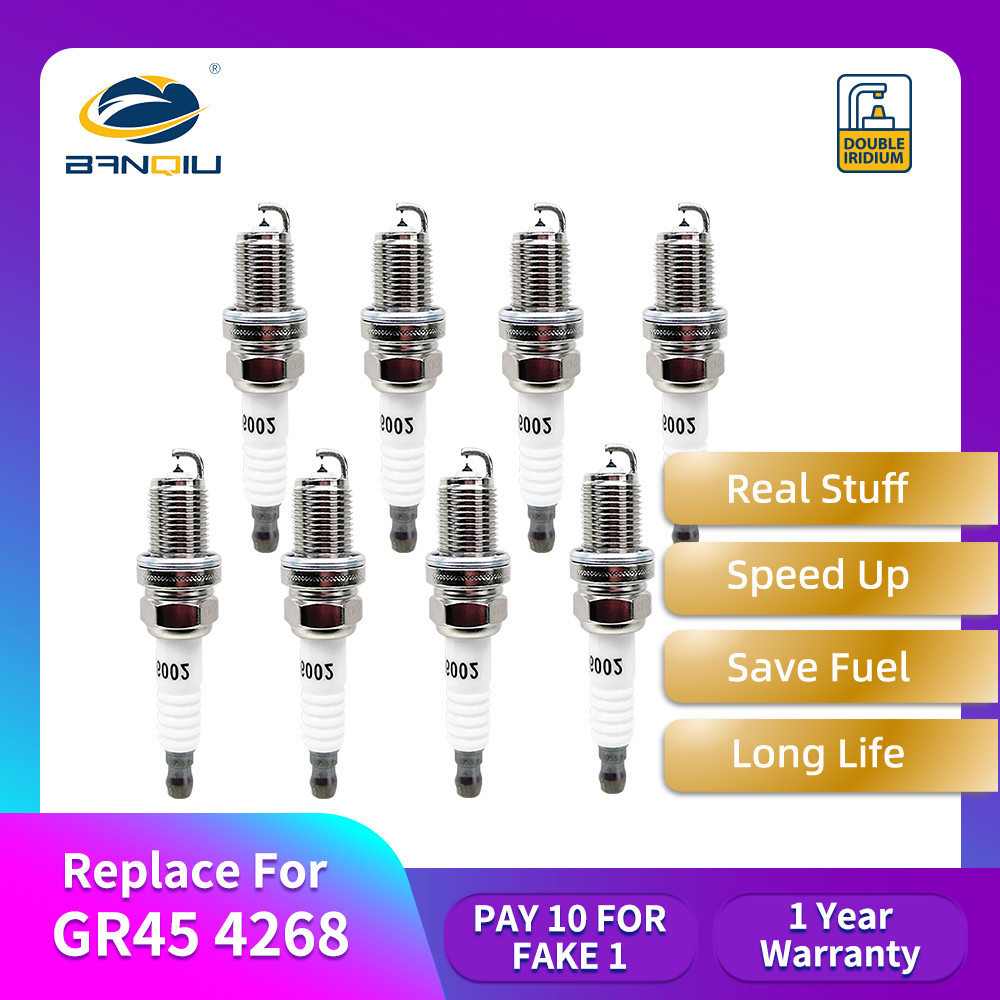 8pc Double-Iridium Spark Plug Replace For NGK GR45 4268 Longest Life
