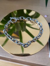 Damen Silber Oval Glieder T Stab Armband Perfekt Zum Schichten Stapeln