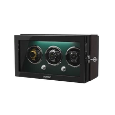 Luxury Automatic 3 Watch Winder Box LED Light Display Case Box With Lock 4 Modes