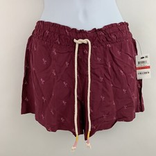 Jenni Intimates Womens Sleep Shorts Size XS Rayon Drawstring Burgundy Flamingo