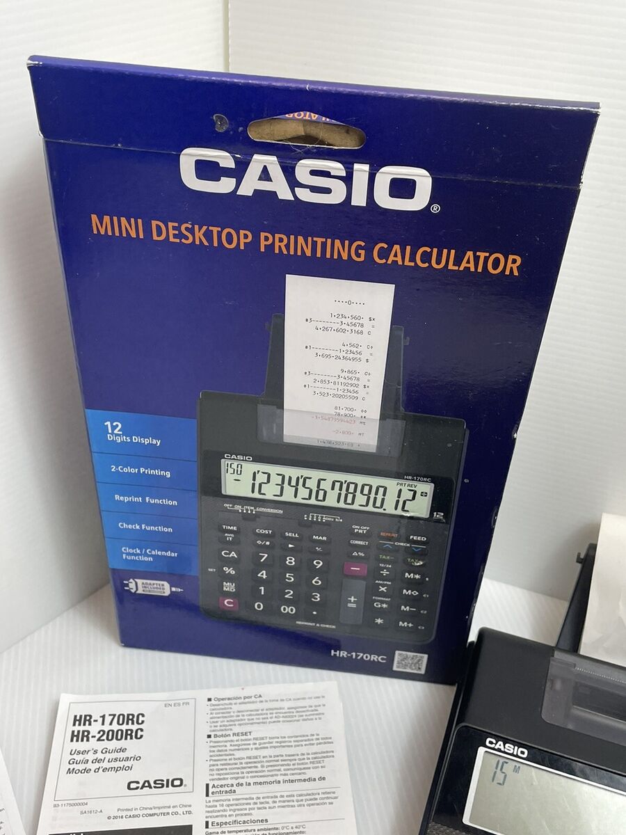 Casio HR-170RC 12-Digit Desktop Printing Calculator BK 6-1/2 Casio HR-170RC 12-Digit Desktop Printing Calculator BK 6-1/2