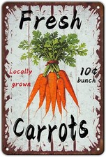 Funny Metal Tin Signs Fresh Locally Grown Carrots Vintage Metal Sign Retro Wall