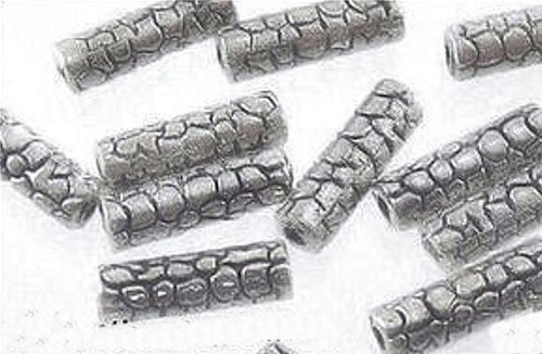 50 Antiqued Silver Plated Pewter 4x11mm Etched Tube Beads with 1.5-2mm Hole * - 第 1/1 張圖片