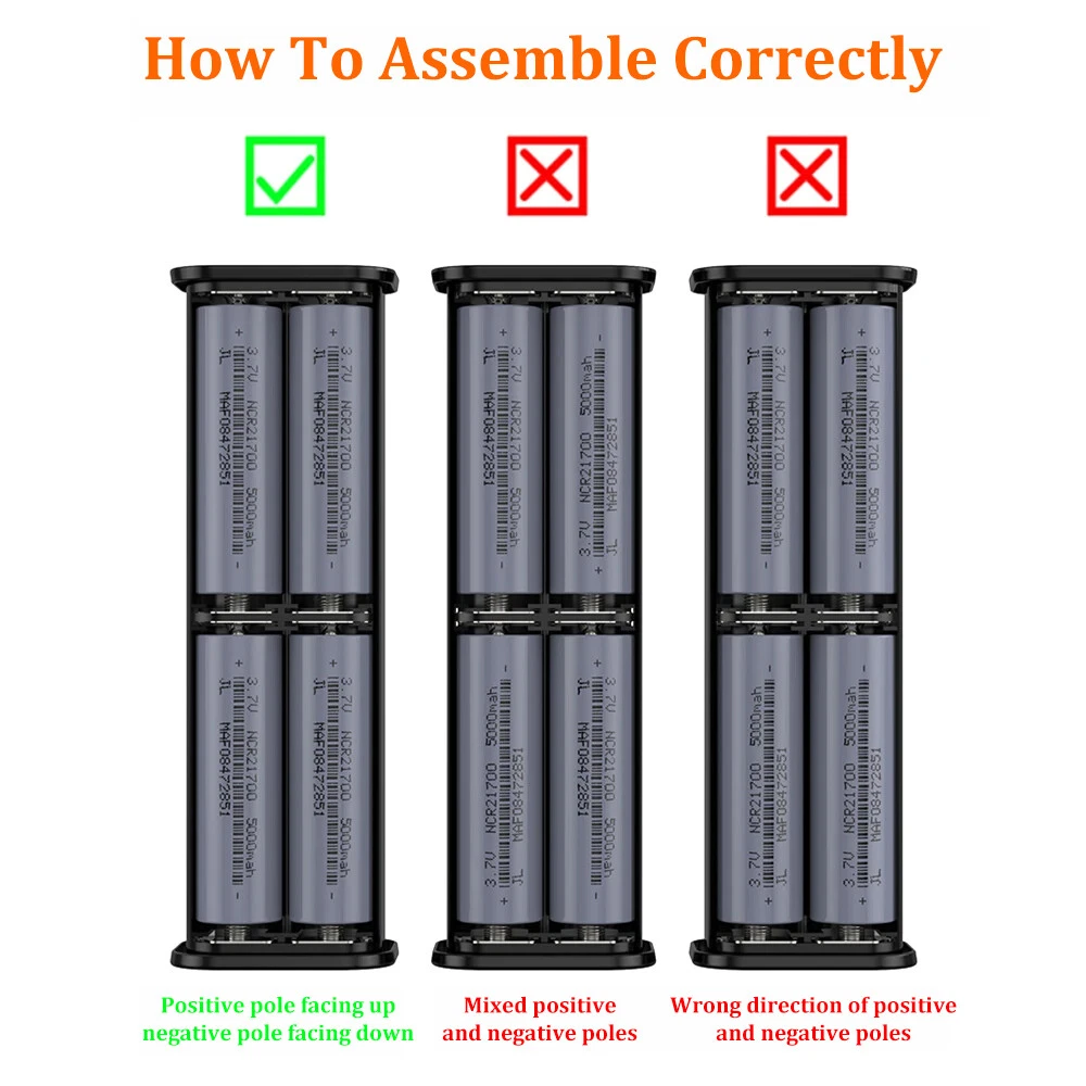 21700 DIY Power Bank Case Kit with Fast Charging 4 Slots No Batteries Included