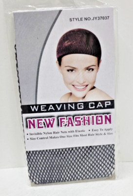New Fashion 2PCs Weaving Cap Fishnet Cool Mesh Nylon Spandex, Black Weaving Cap 