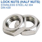 M6 - 6mm HALF NUTS THIN HALF LOCK NUTS STAINLESS STEEL A2 (304) DIN 439