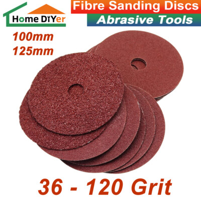 Fibre Sanding Discs 100mm 125mm Abrasive Backing Pads 36-120 Grit Angle Grinder