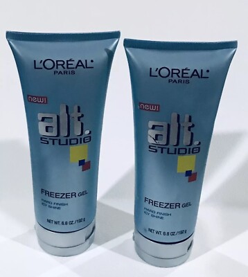 (2) L'OREAL Alt Studio FREEZER Gel - Hard Finish Icy Shine Hair Gel 6.8 oz RARE