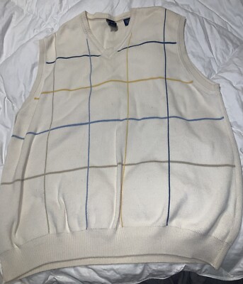 T Harris London XL Golf Sweater Vest Square Design Men 100% Cotton