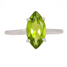 Natural Peridot 925 Sterling Silver Ring Jewelry s.6 CR69359