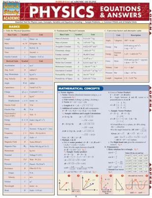 Physics Equations & Answers Quick Study Reference Guide, Paperback by Jackson...