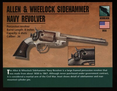Allen & Wheelock Sidehammer Navy Revolver Atlas Classic Firearms Card ...