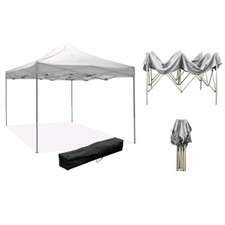 Gazebo Richiudibile 3x4,5 metri Bianco Telo in PVC Impermeabile per Banchetti