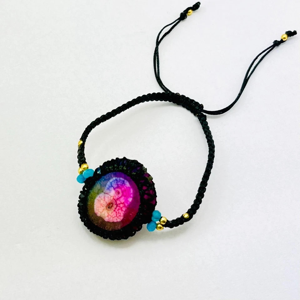 Rainbow Solar Quartz Thread Bracelet Macrame Bracelet Gemstone Bracelet - Image 3 of 3