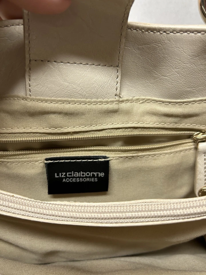Bolso de mano Liz Claiborne vintage. Bolso de hombro de cuero blanco genuino Foto 4 de 4