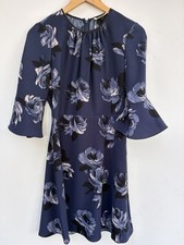 Kate Spade Dress 0 Dark Blue Floral Sheath Ruffled