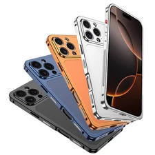 For iPhone 16 Pro Max 15 14 13 Shockproof Metal Frame Back Aluminum Case Cover 