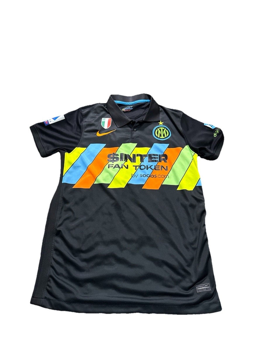 Nike Inter Milan 21/22 Third Soccer Jersey Kit Size L Black FIFA