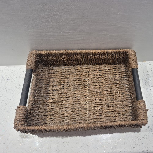 Woodluv Rectangular Seagrass Basket Medium Storage Hamper W/Wooden Handles - Picture 4 of 4