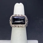 Vintage Ornate Sterling Silver Black Onyx Ring - Size 5 1/2