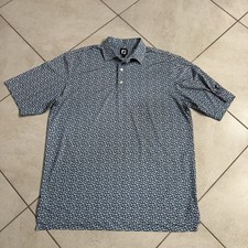 Footjoy Polo Shirt Mens XL Blue Floral Print Performance Stretch Golf FJ