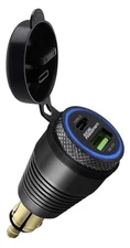 RacingPowerSports 30W Power USB 3.0 DIN Adapter 12V-24V BMW Ducati Triumph Blue