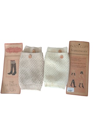 Francescas Boot Cuff Beige & Ivory Cable Knit Boot Topper New 2 pairs