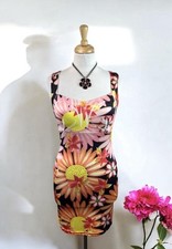 Colorful Flower Mini Sun Dress Rhinestones Bohemian Beach Summer Y2K Tropical S