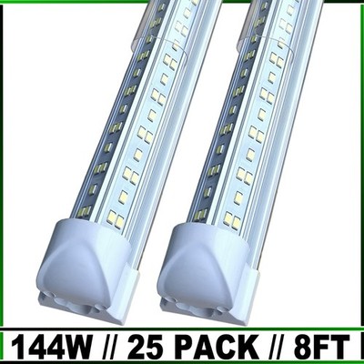 25PCS 8 FOOT LED Shop Lights 144w Fixture 8FT T8 LED Tube Light 8' Garage Light