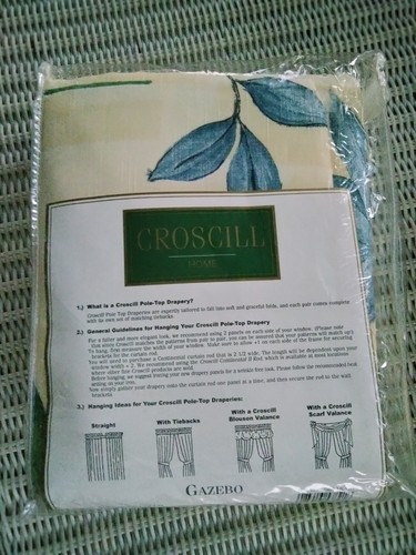 CROSCILL GAZEBO YELLOW BLUE GREEN FLORAL DRAPERY 82x84, ONE PAIR, NEW IN PKG