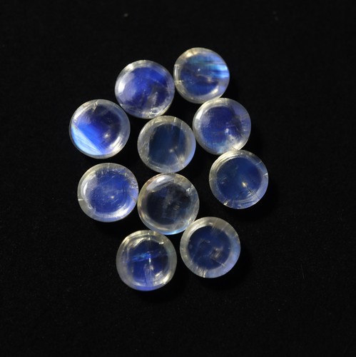 8 MM Round 5 Pcs Lot 20.2 Cts Natural AAA Rainbow Moonstone Cabochon Wholesale - Picture 9 of 10