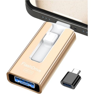 USB Stick 256GB 4-in-1 USB 3.0 Speicherstick für Phone Pad Android PC Gold