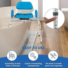 Platinum Health Carousel Sliding Shower Chair Tub Transfer Bench And Swivel Seat